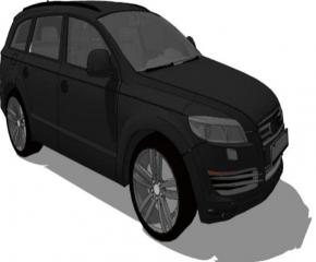 黑色奧迪Q7中大型SUV汽車SU模型