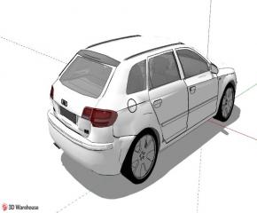 奧迪A3白色SUV汽車SU模型