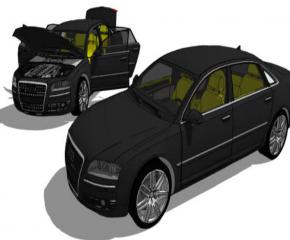 奧迪A8黑色轎車SU模型