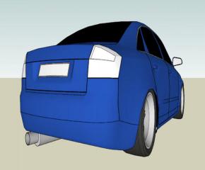 奧迪A4藍(lán)色汽車SU模型